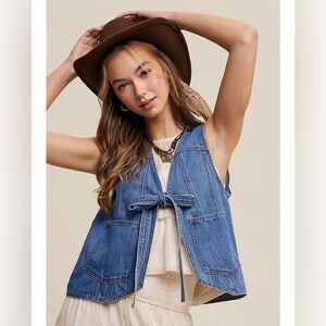 Listicle Blue Denim Vest Western Boho